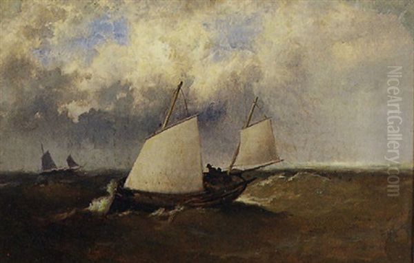 Seascape With Ships Oil Painting by Franklin Dullin Briscoe