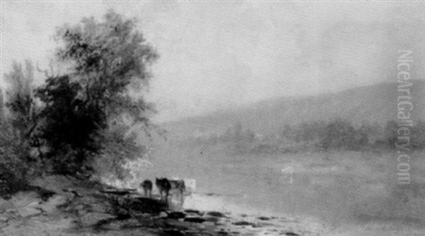 On The Delaware Oil Painting by Franklin Dullin Briscoe