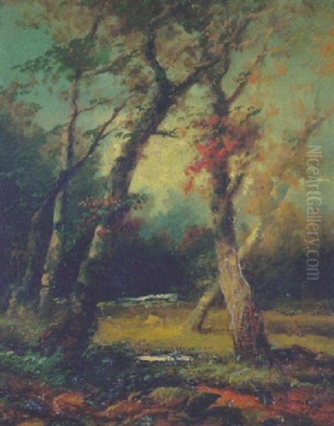 Wooded Landscape Oil Painting by Franklin Dullin Briscoe