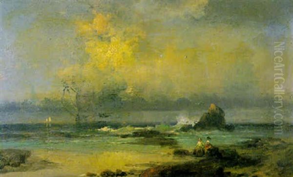 Figures On The Coast Oil Painting by Franklin Dullin Briscoe