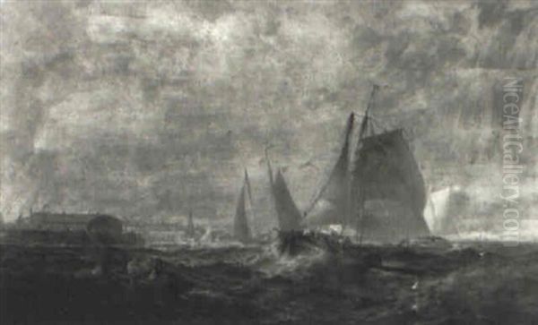 Sailing In Turbulent Waters Oil Painting by Franklin Dullin Briscoe