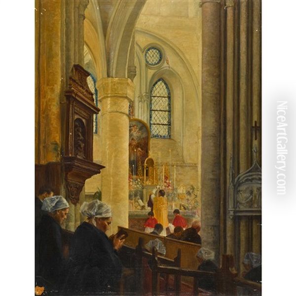 La Messe Oil Painting by Henri Brispot