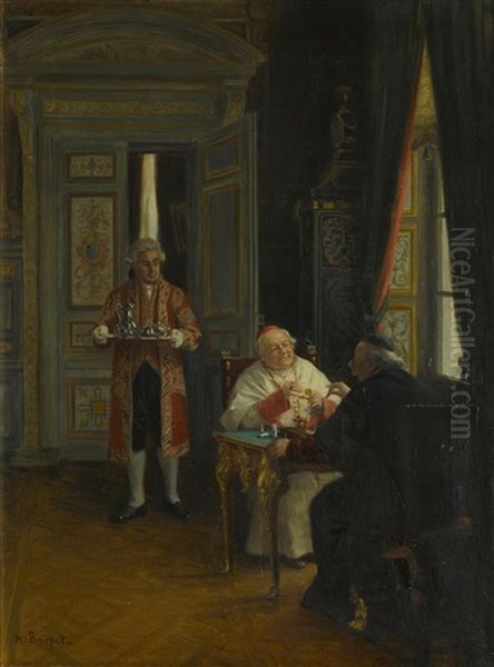 The Chess Game Oil Painting by Henri Brispot