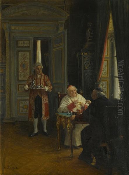 The Chess Game Oil Painting by Henri Brispot