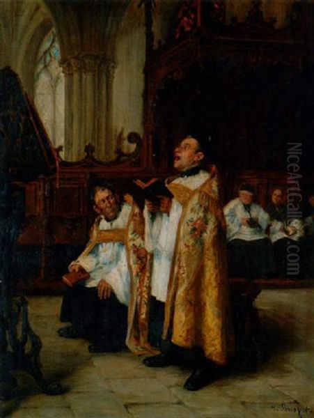 Cure Chantant La Messe Oil Painting by Henri Brispot