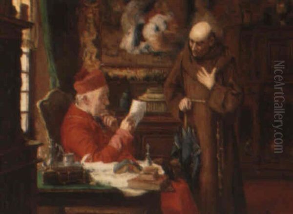 A Petition To The Cardinal Oil Painting by Henri Brispot