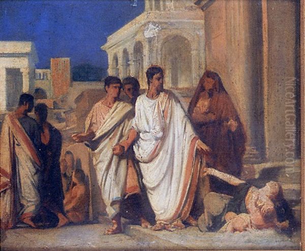 The Departure Of Caius Gracchus Oil Painting by Pierre Brisset