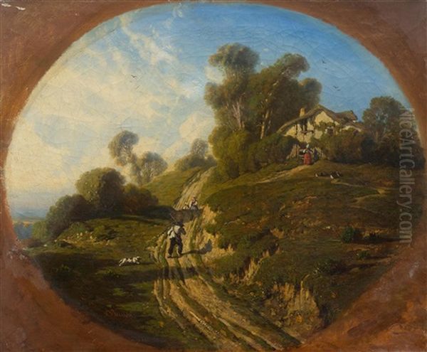 Hunter In A Landscape Oil Painting by Felix Saturnin Brissot de Warville