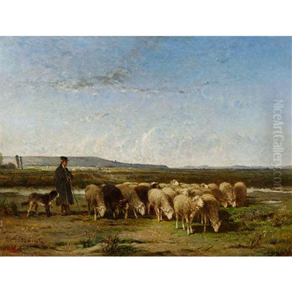 Paysage Aux Moutons Oil Painting by Felix Saturnin Brissot de Warville