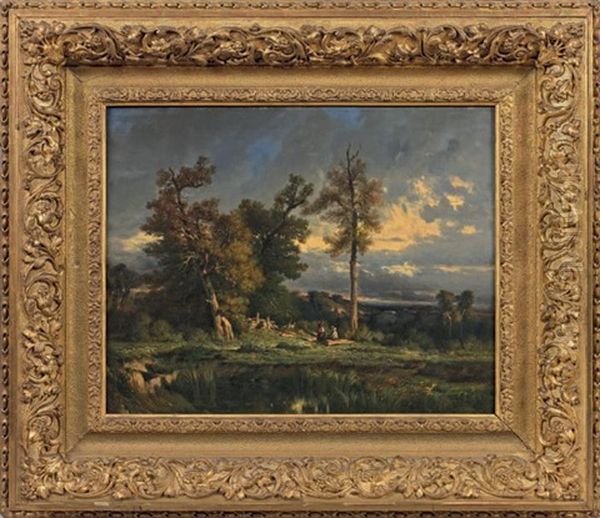 Foret De Fontainebleau, Le Chasseur Oil Painting by Felix Saturnin Brissot de Warville