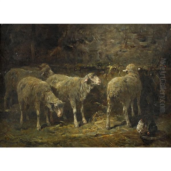 Schafe Im Stall Oil Painting by Felix Saturnin Brissot de Warville