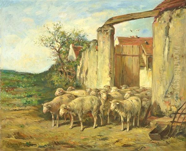 Rebano Saliendo De Un Establo Oil Painting by Felix Saturnin Brissot de Warville