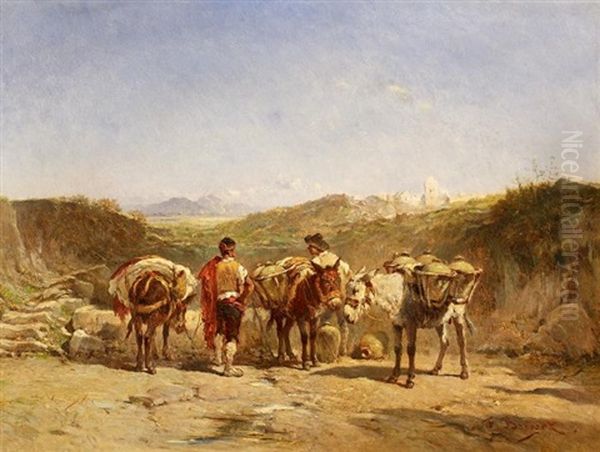 Baskische Landschaft Mit Hirten Und Ihren Maultieren Oil Painting by Felix Saturnin Brissot de Warville