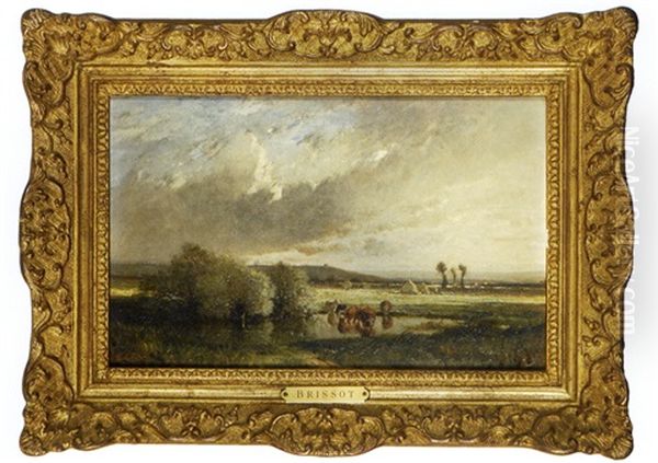 Vaches S'abreuvant Oil Painting by Felix Saturnin Brissot de Warville