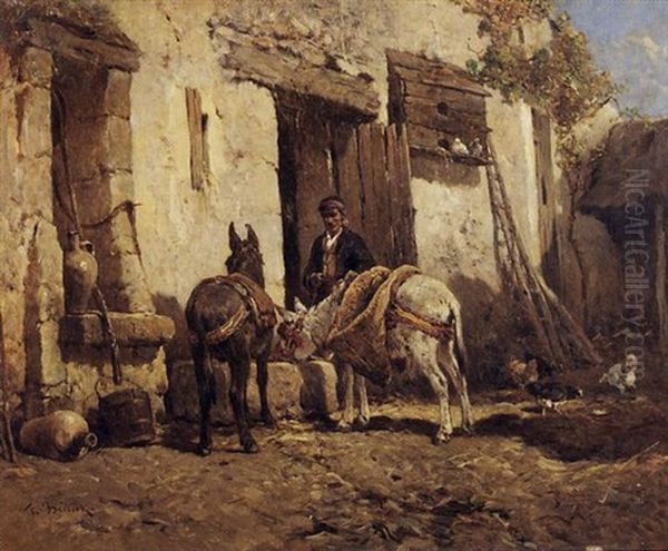 Esel An Der Tranke Oil Painting by Felix Saturnin Brissot de Warville