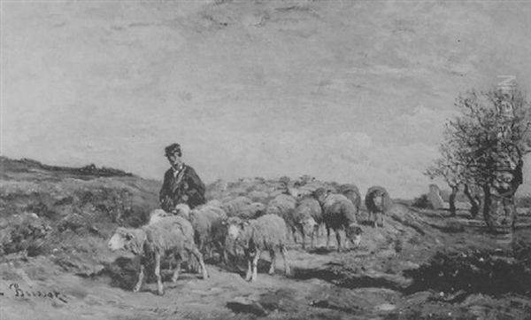 Moutons Sur Un Chemin De Campagne Oil Painting by Felix Saturnin Brissot de Warville