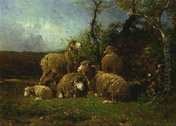 A Flock Of Sheep Oil Painting by Felix Saturnin Brissot de Warville