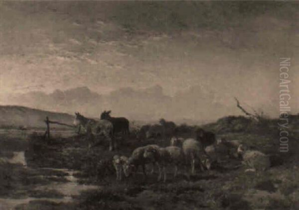 Moutons Au Paturage Oil Painting by Felix Saturnin Brissot de Warville