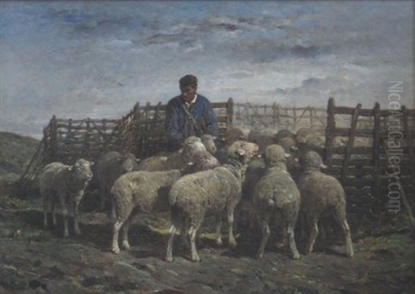 Tending The Sheep Oil Painting by Franck Brissot