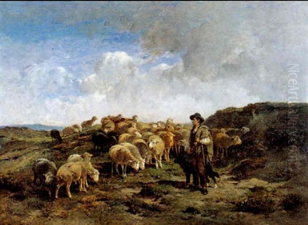 Herder En Zijn Kudde Oil Painting by Franck Brissot