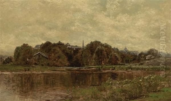 River Landscape Oil Painting by John Bunyan Bristol