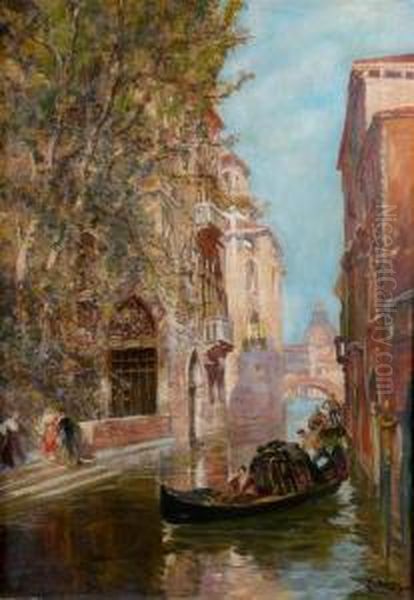 Vue D'un Canal A Venise Oil Painting by Raymond Allegre