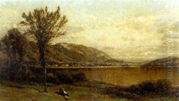 View Of A Mountain Lake Oil Painting by John Bunyan Bristol