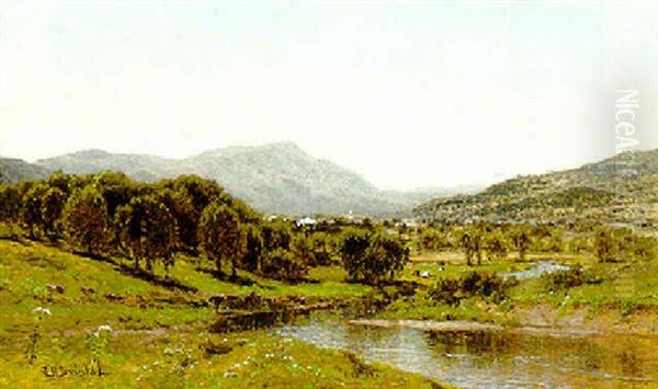 Monument Mountain From The Bekrshire Meadows Oil Painting by John Bunyan Bristol