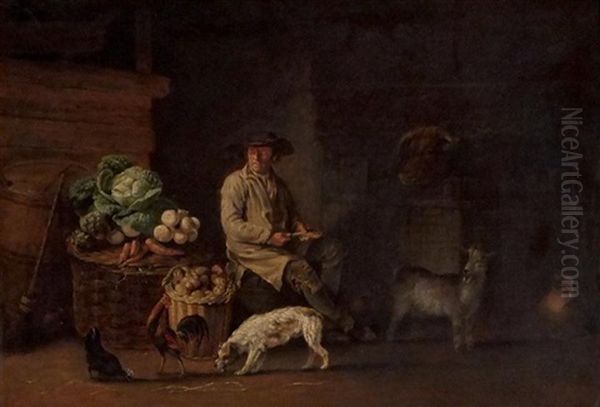 Paysan Dans Une Etable Oil Painting by Edmund Bristow