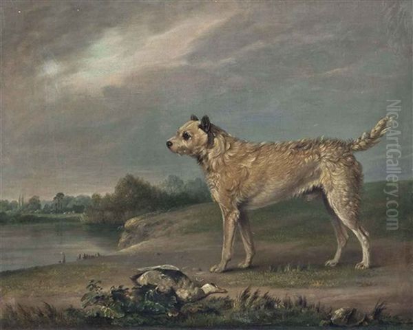 A Favourite Terrier Oil Painting by Edmund Bristow