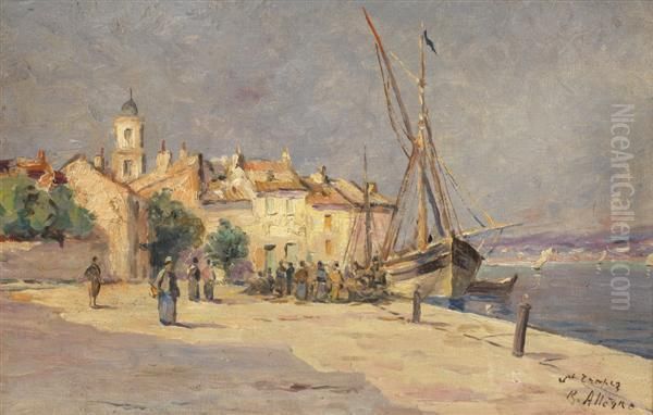 Port De Saint-tropez Oil Painting by Raymond Allegre