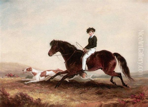 Portrait Of William 3rd Earl Of Craven On His Pony Following The Hunt Oil Painting by Edmund Bristow