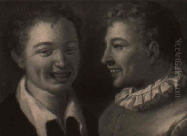 The Heads Of Two Laughing Boys Oil Painting by Francesco Brizzio