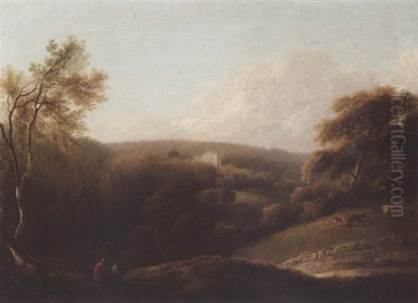 View Of Stackallen House, County Meath, From The Park Oil Painting by Henry Brocas Jr.