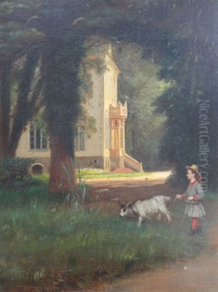 L'enfant Et La Chevre Oil Painting by Constant Joseph Brochart