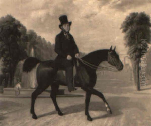 Portrait Equestre Oil Painting by Constant Joseph Brochart