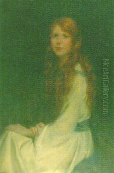 Portrait Of A Girl Oil Painting by Charles Edward Brock