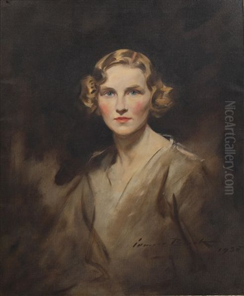 Portrait Of Joan Pollock, Wife Of The Bishop Of Norwich Oil Painting by Edmond Brock