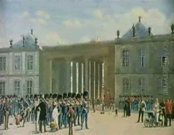 A Military Parade Outside The Amalienborg Palace by Gustav Brock