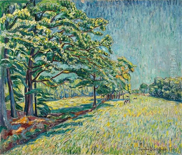 Sommerlandschaft Bei Kaiserswaldau Oil Painting by Theo Von Brockhusen