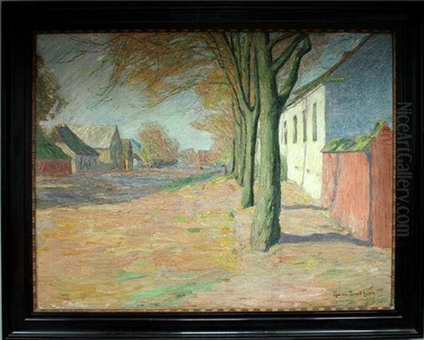 Landstrase Mit Baumen Oil Painting by Theo Von Brockhusen