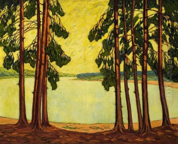 Am Wannsee Oil Painting by Theo Von Brockhusen