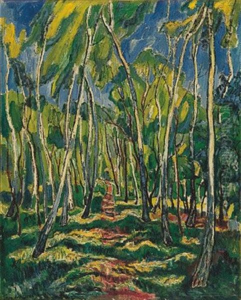 Waldweg Oil Painting by Theo Von Brockhusen