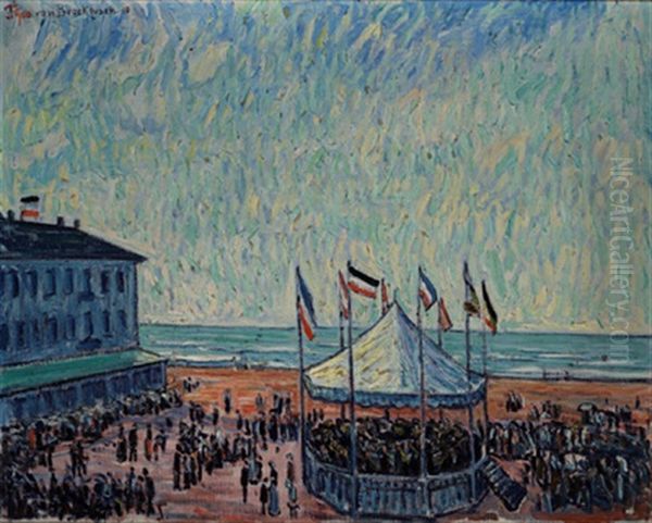 Ostende Oder Strandkonzert Oil Painting by Theo Von Brockhusen