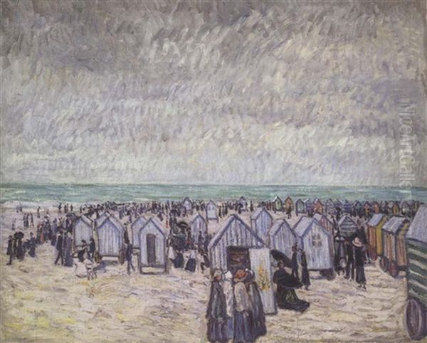 Badstrand In Knokke Oil Painting by Theo Von Brockhusen