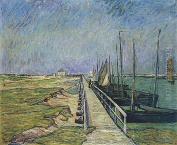 Landungsbrucke In Nieuport Oil Painting by Theo Von Brockhusen