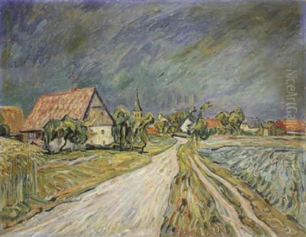 Bauernhauser Oil Painting by Theo Von Brockhusen