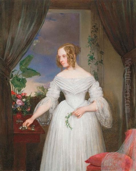 Portrait Of Medgyaszai Cornelia by Charles (Karoly) Brocky