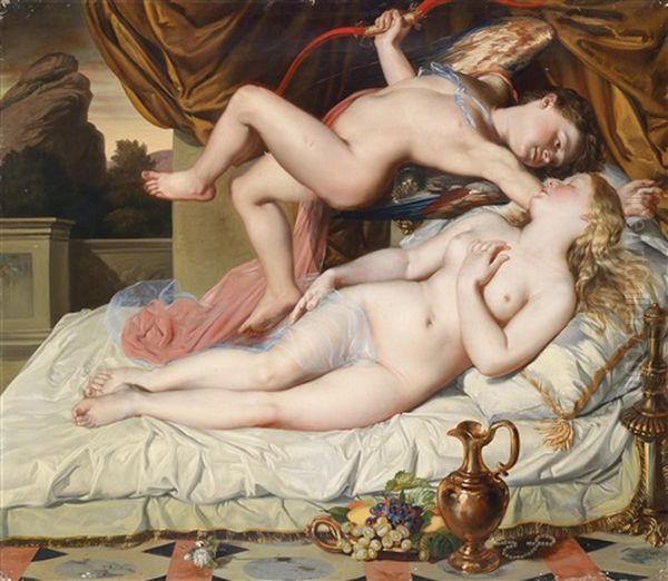 Cupido Und Psyche Oil Painting by Charles (Karoly) Brocky