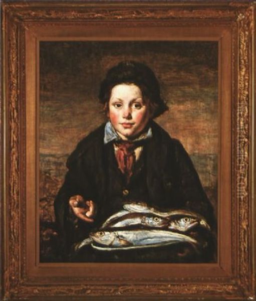 The Young Fish Merchant Oil Painting by Charles (Karoly) Brocky